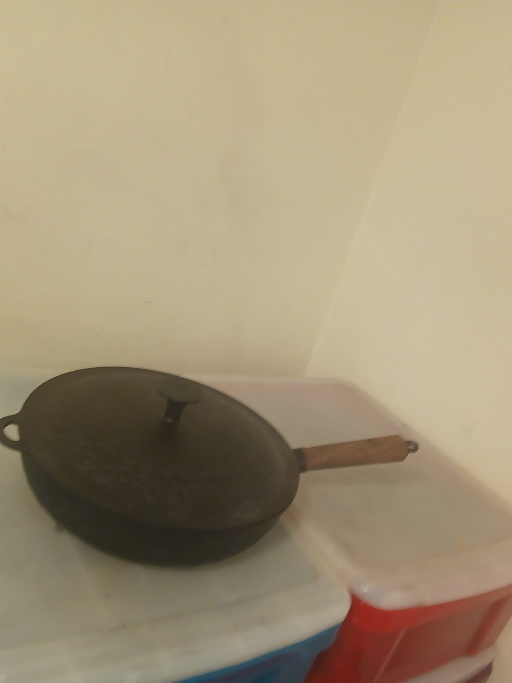 Cast Iron Covered Skillet with Wooden Handle - Black by Taku